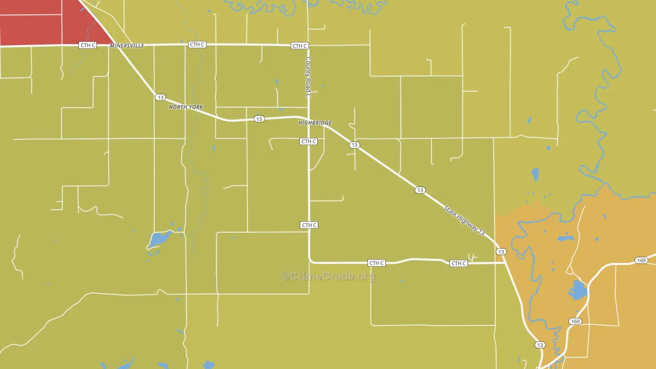 High Bridge, WI Map of Assault Rates
