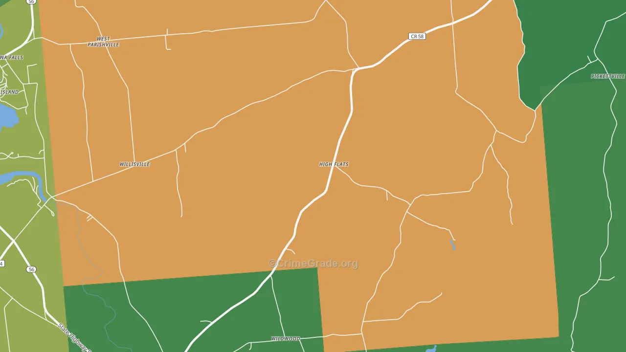 High Flats, NY Map of Assault Rates