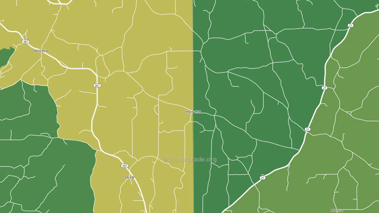 High Hill, MS Map of Assault Rates