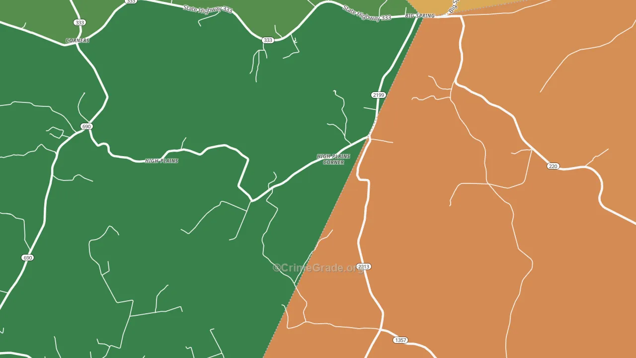 High Plains, KY Map of Assault Rates