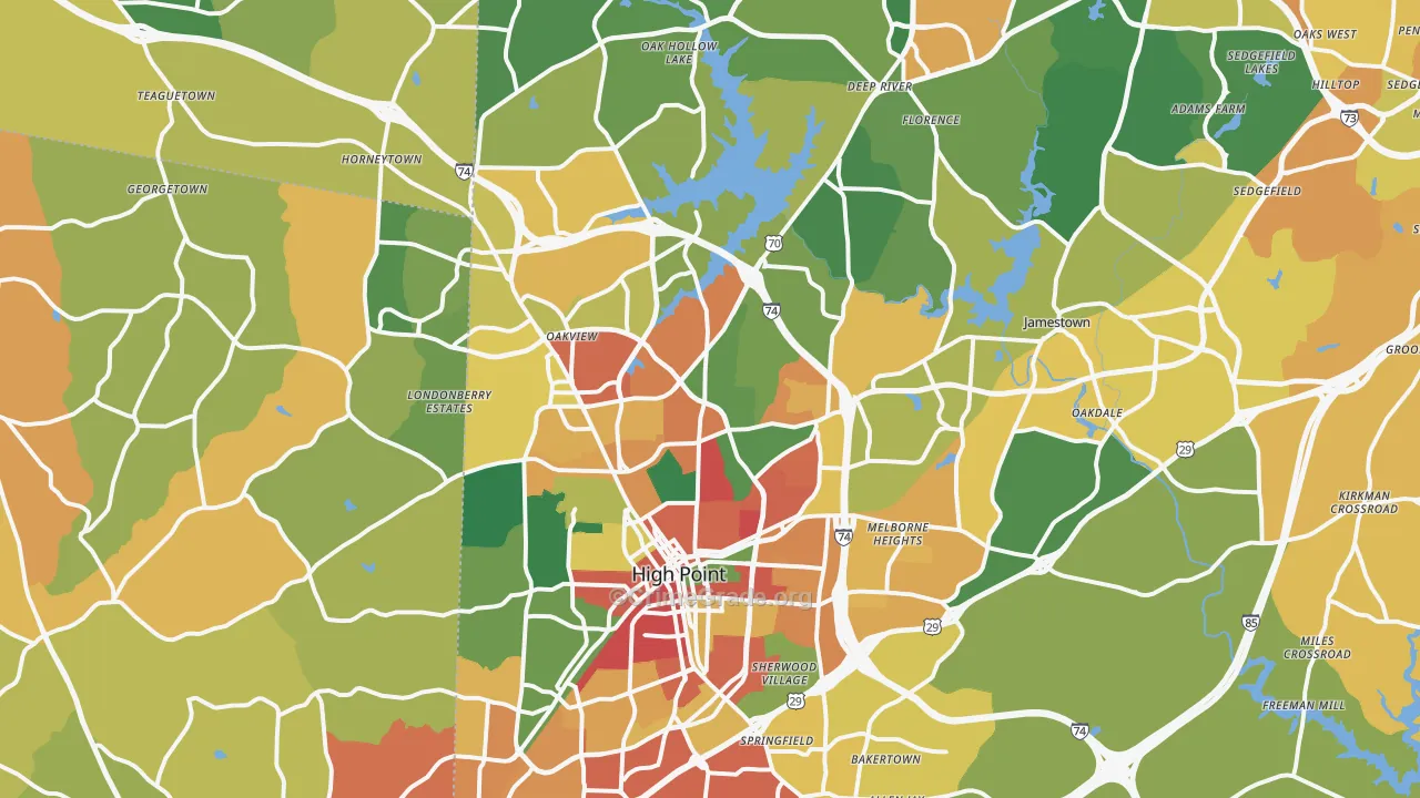 High Point, NC Map of Assault Rates