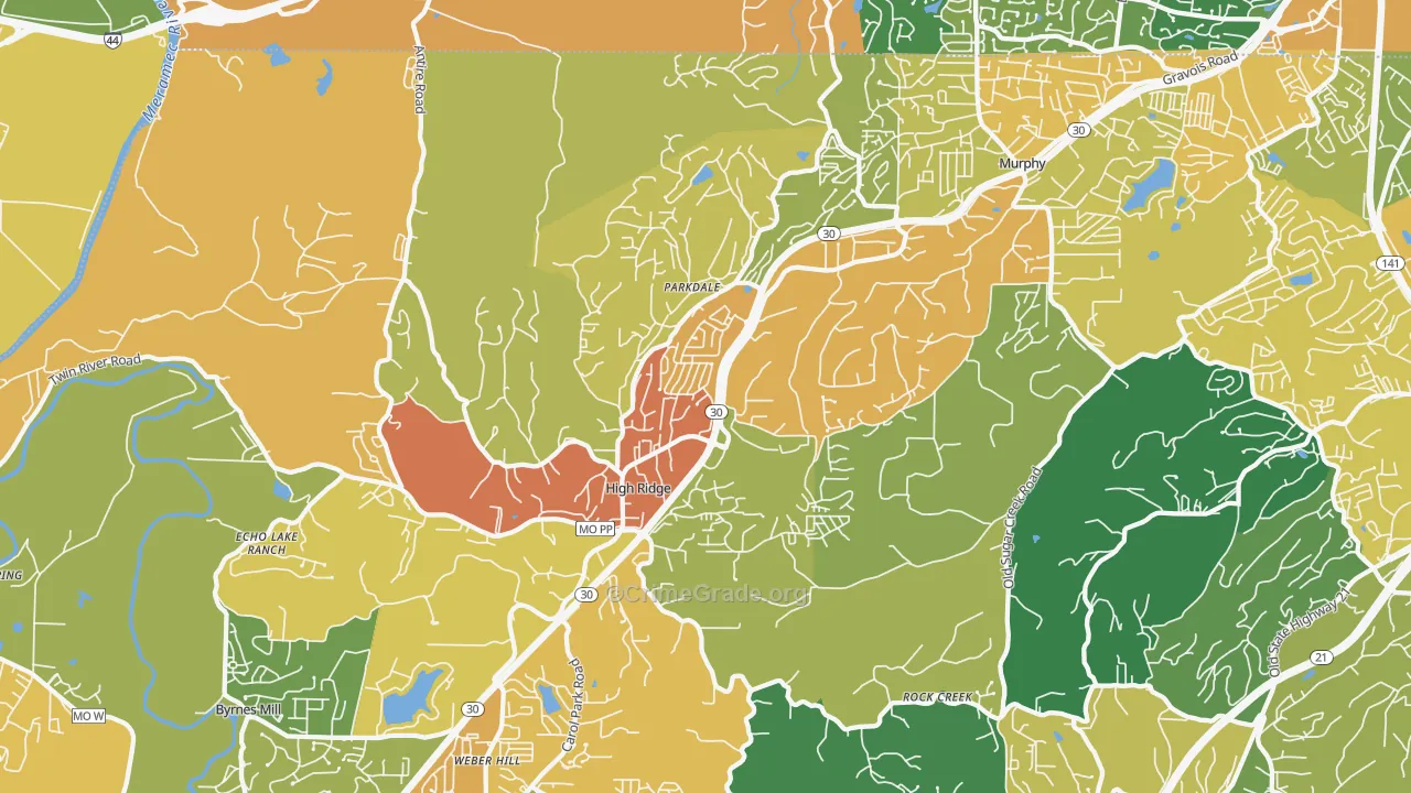 High Ridge, MO Map of Assault Rates