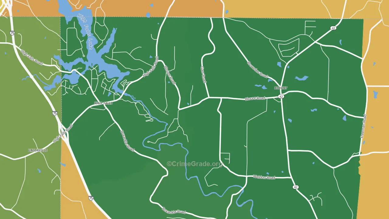 Highfalls, GA Map of Assault Rates