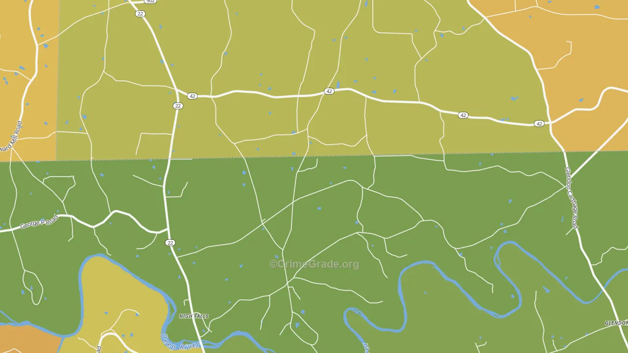 Highfalls, NC Map of Assault Rates
