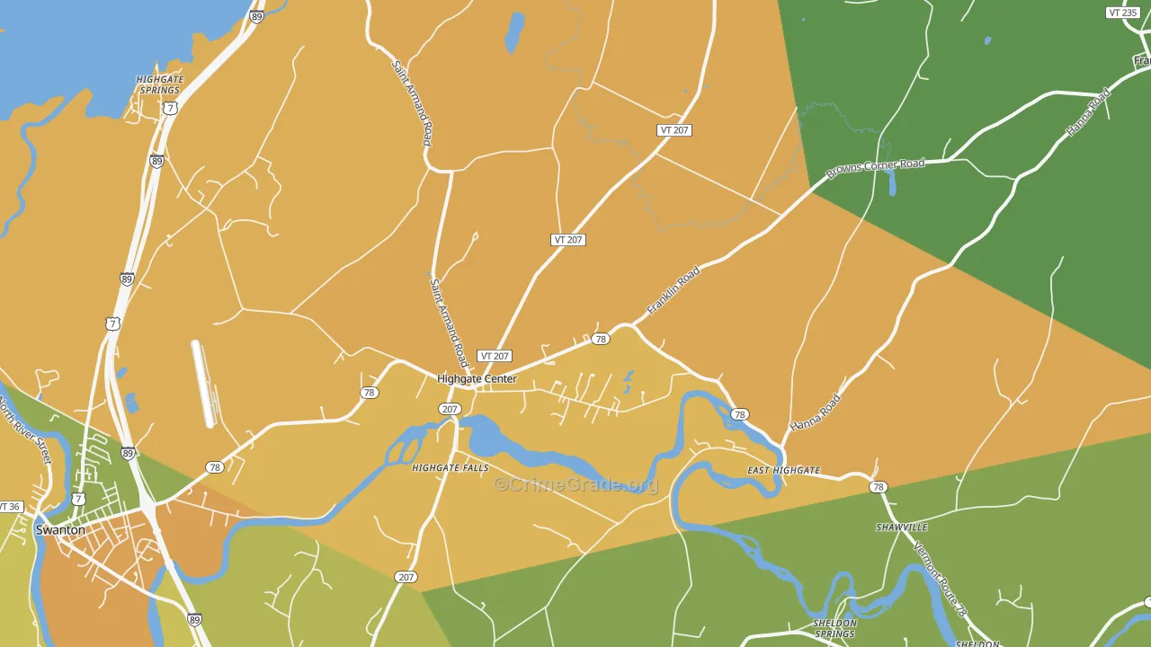 Highgate Center, VT Map of Assault Rates