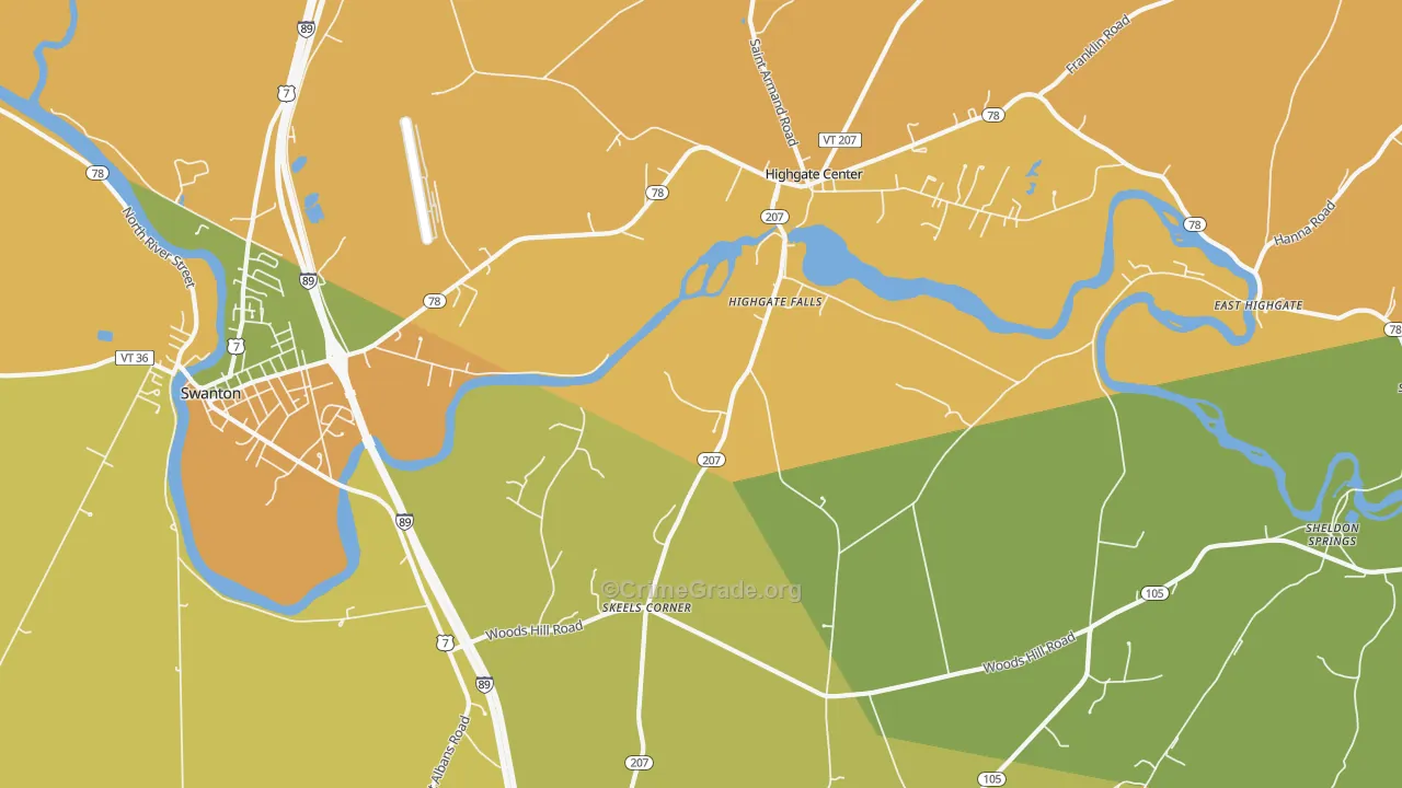 Highgate Falls, VT Map of Assault Rates