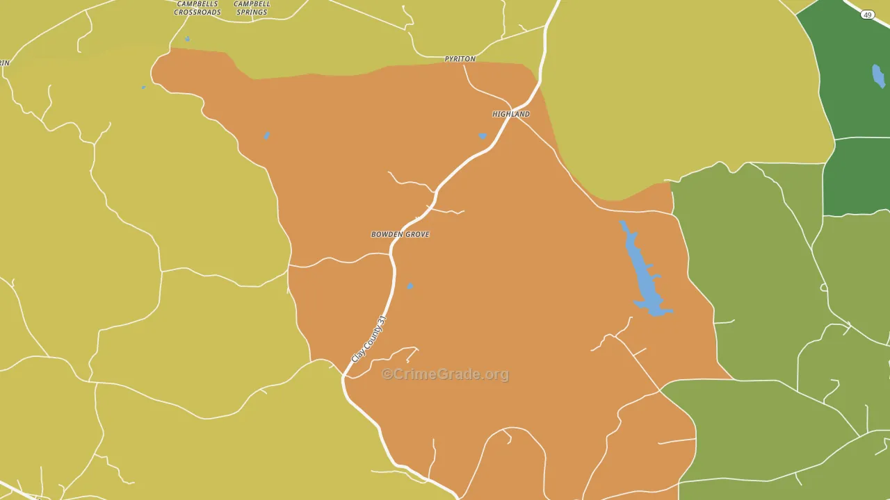 Highland, AL Map of Assault Rates