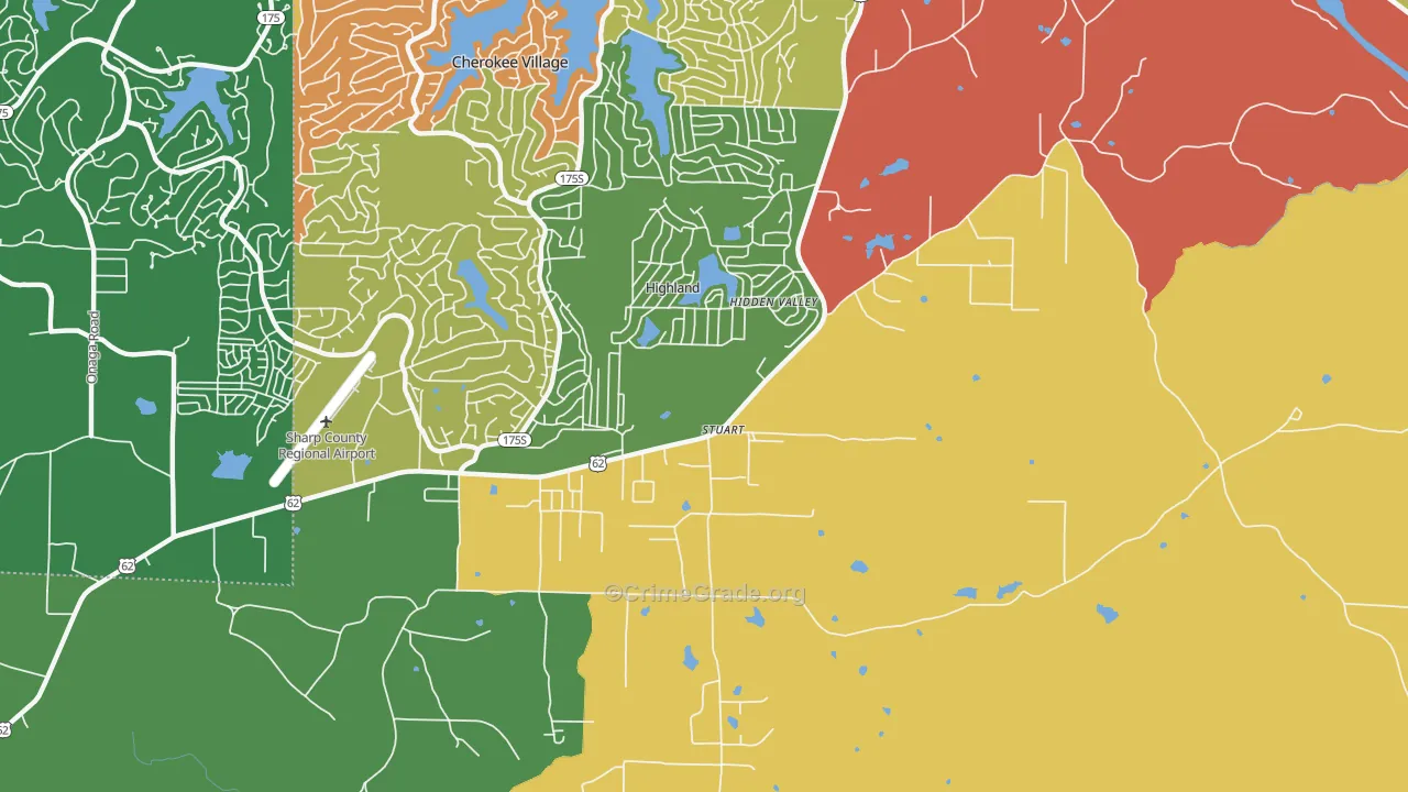 Highland, AR Map of Assault Rates