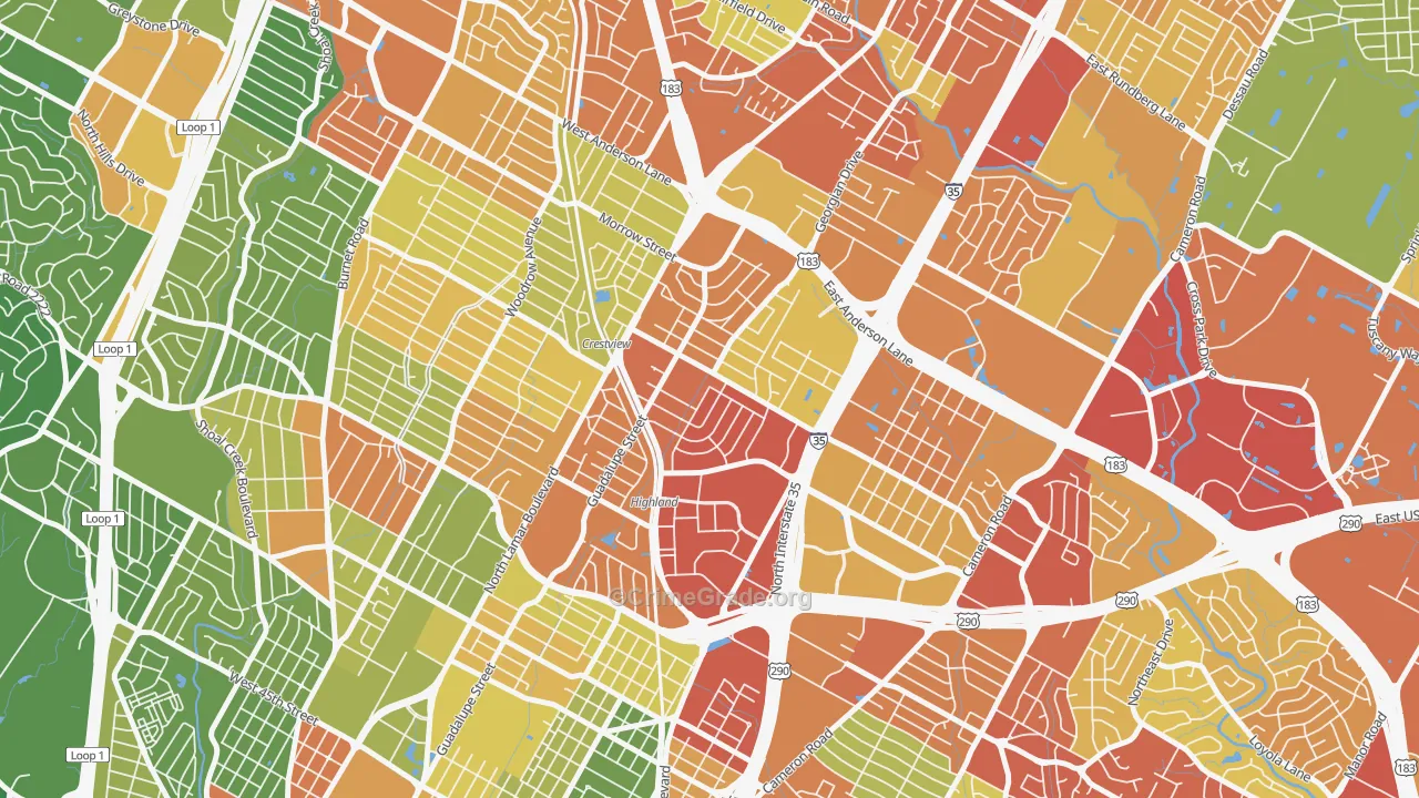 Highland, Austin, TX Map of Assault Rates