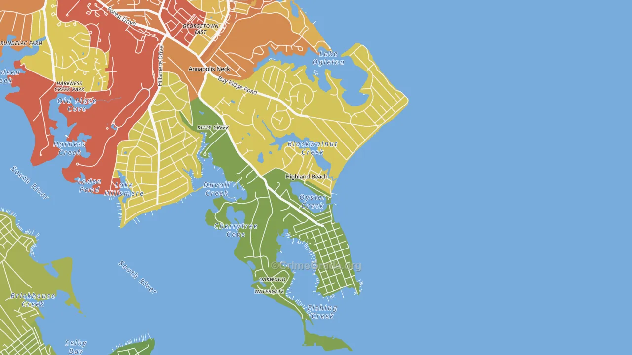 Highland Beach, MD Map of Assault Rates