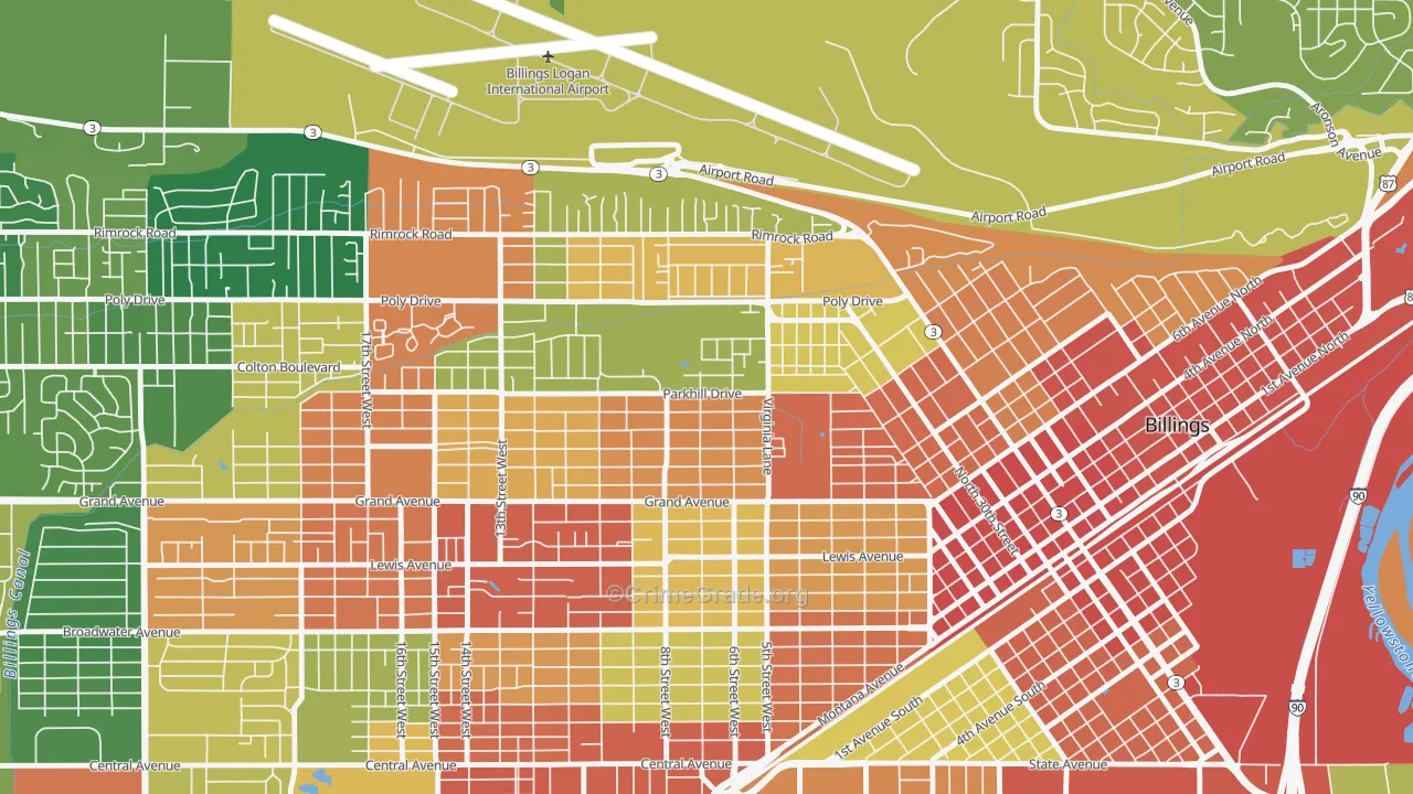 Highland, Billings, MT Map of Assault Rates