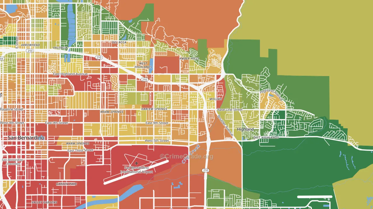 Highland, CA Map of Assault Rates