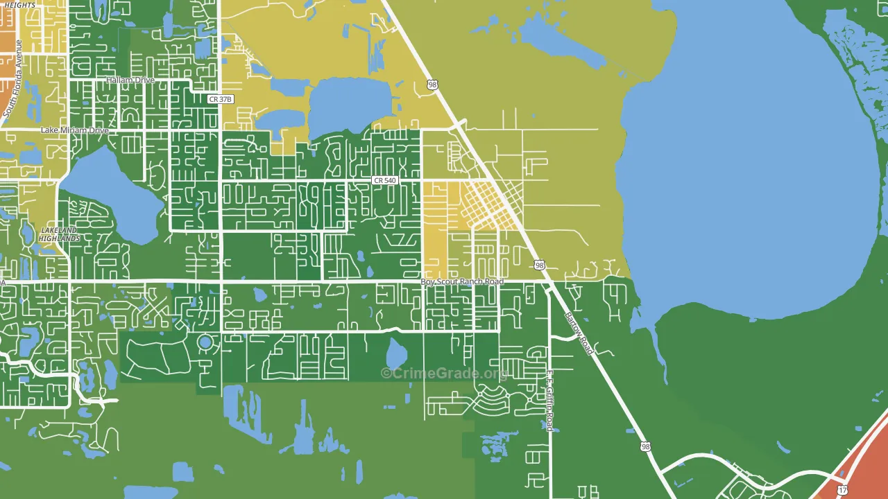 Highland City, FL Map of Assault Rates