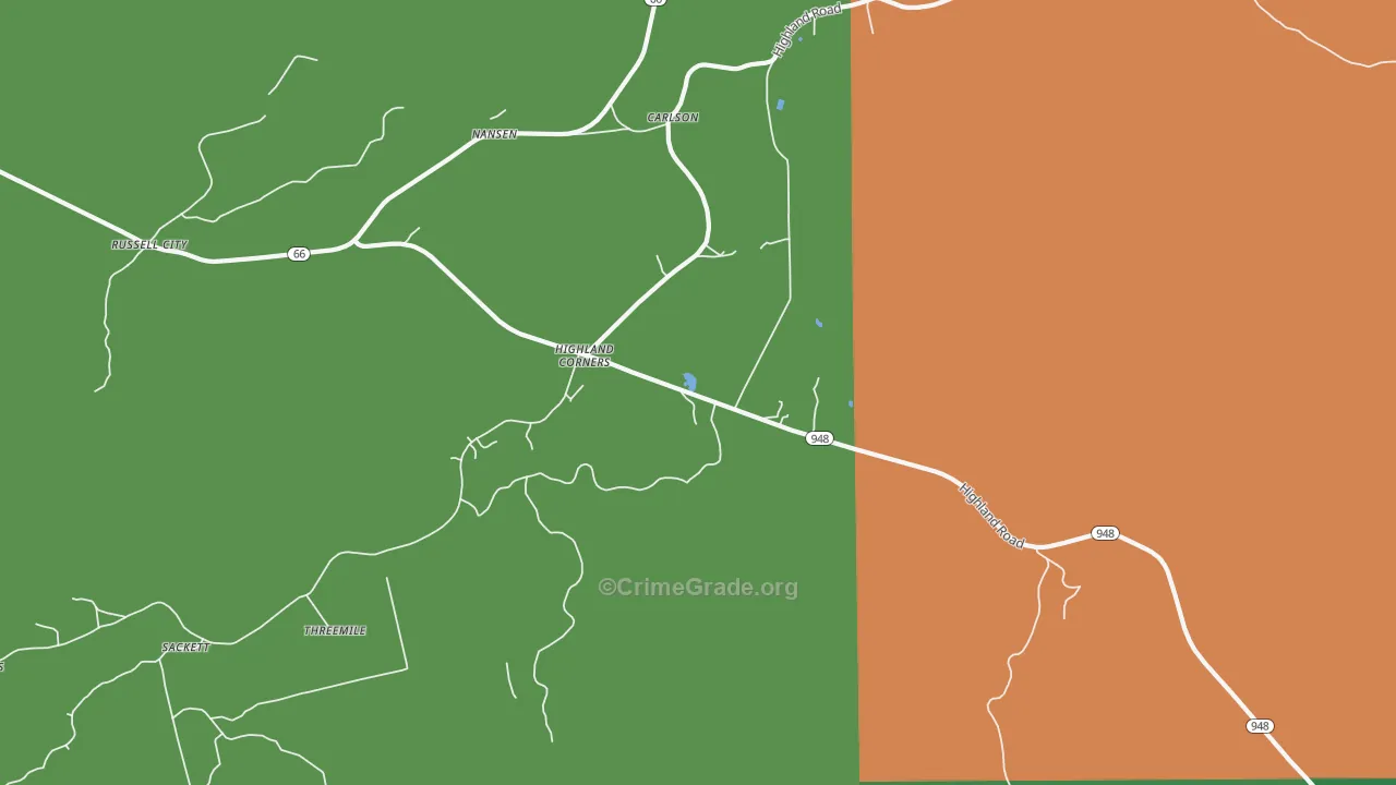 Highland Corners, PA Map of Assault Rates