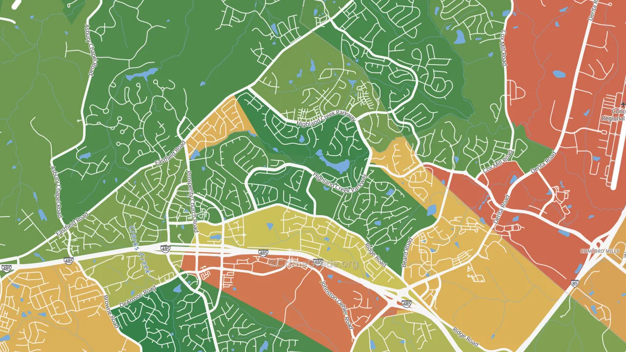 Highland Creek, Charlotte, NC Map of Assault Rates
