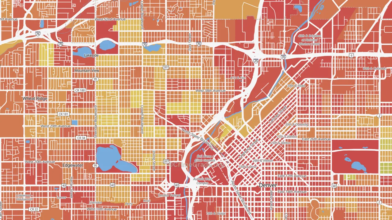 Highland, Denver, CO Map of Assault Rates