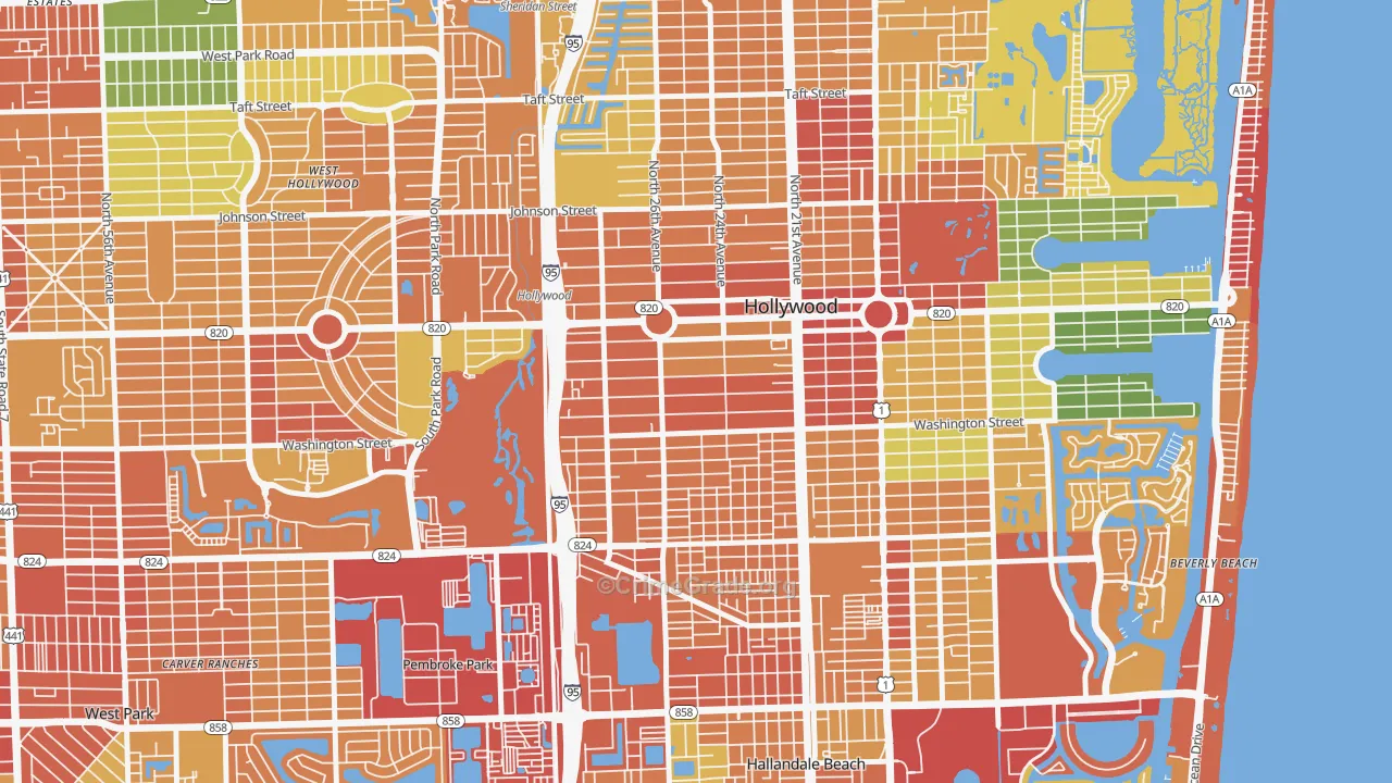 Highland Garden, Hollywood, FL Map of Assault Rates