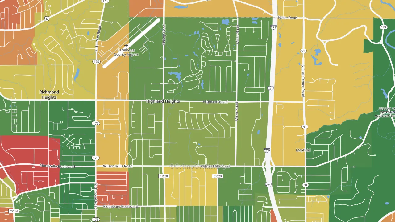 Highland Heights, OH Map of Assault Rates