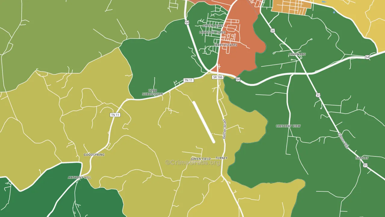 Highland Heights, TN Map of Assault Rates