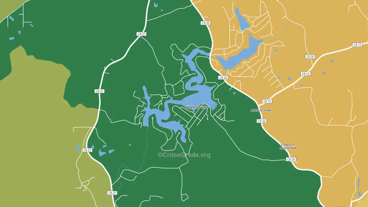 Highland Lake, AL Map of Assault Rates