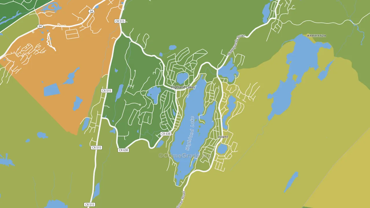 Highland Lake, NJ Map of Assault Rates