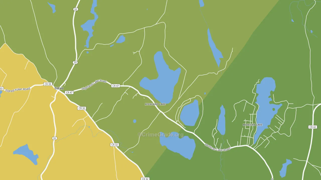 Highland Lake, NY Map of Assault Rates