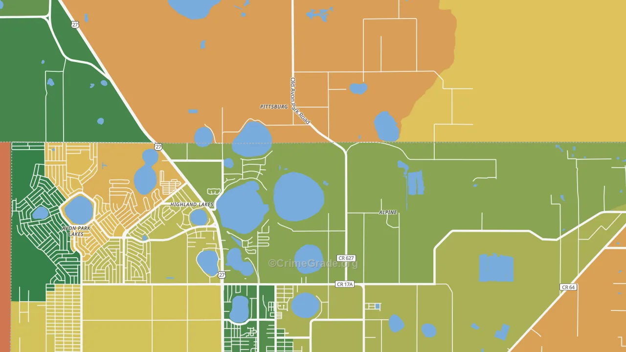 Highland Lakes, FL Map of Assault Rates