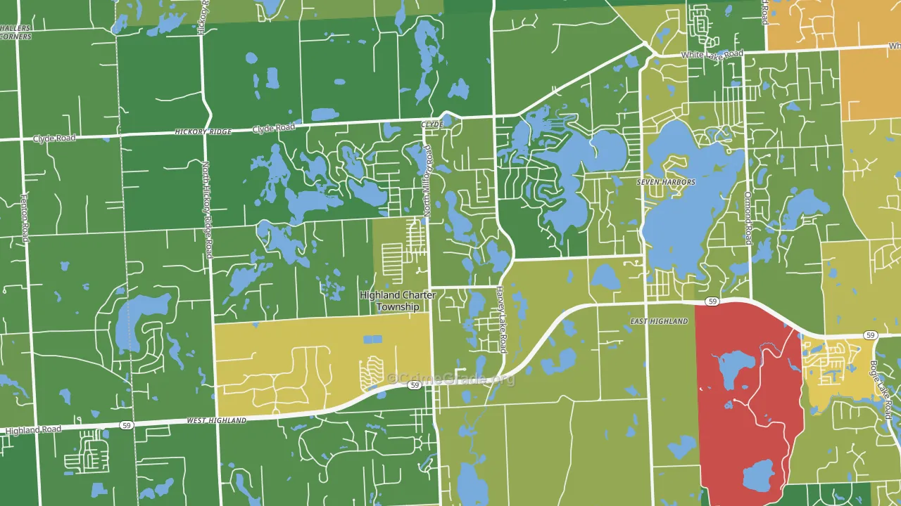Highland, MI Map of Assault Rates