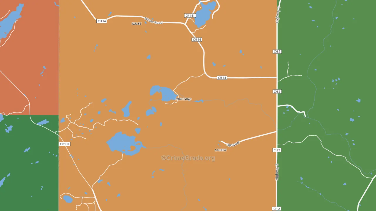 Highland, MN Map of Assault Rates