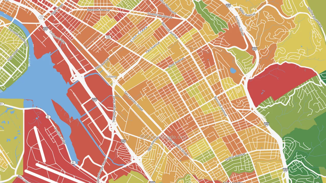 Highland, Oakland, CA Map of Assault Rates