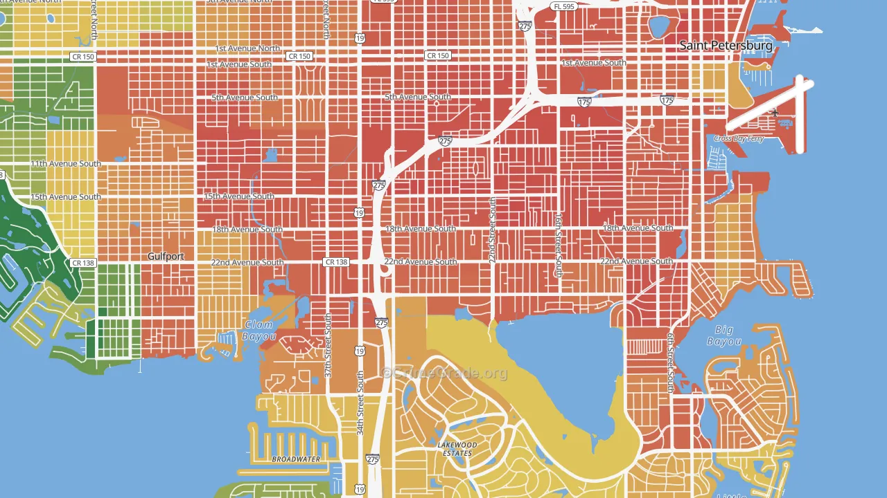 Highland Oaks, St. Petersburg, FL Map of Assault Rates