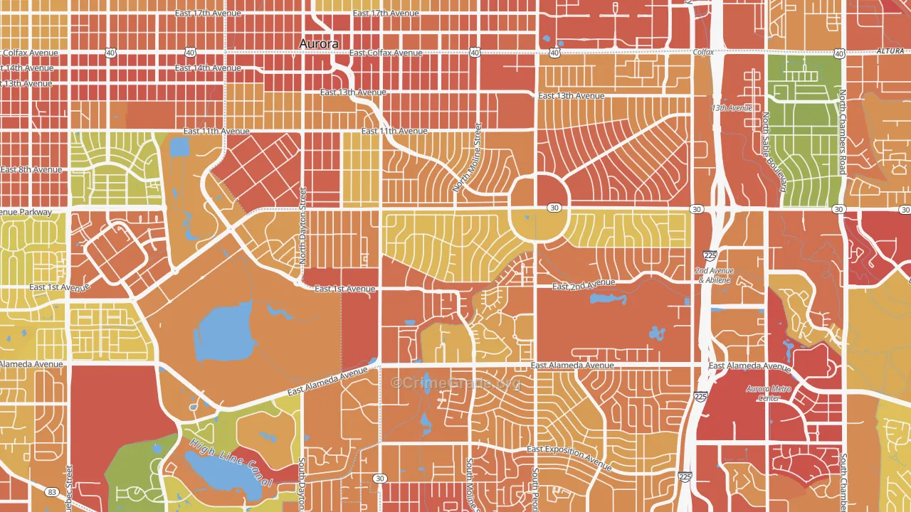 Highland Park, Aurora, CO Map of Assault Rates