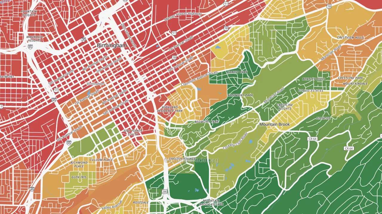 Highland Park, Birmingham, AL Map of Assault Rates