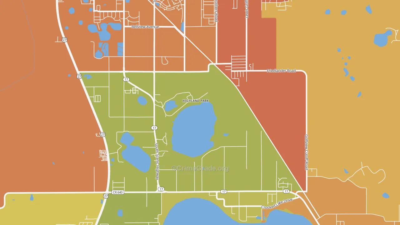 Highland Park, FL Map of Assault Rates
