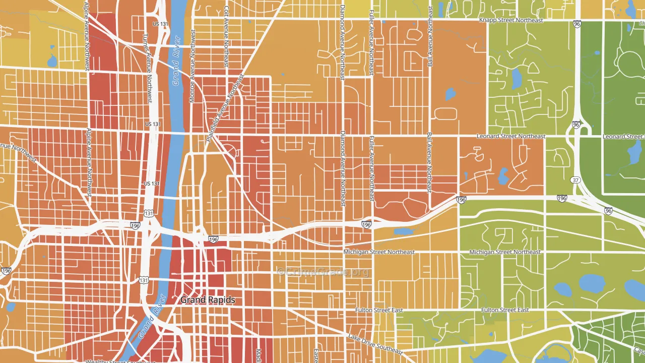 Highland Park, Grand Rapids, MI Map of Assault Rates