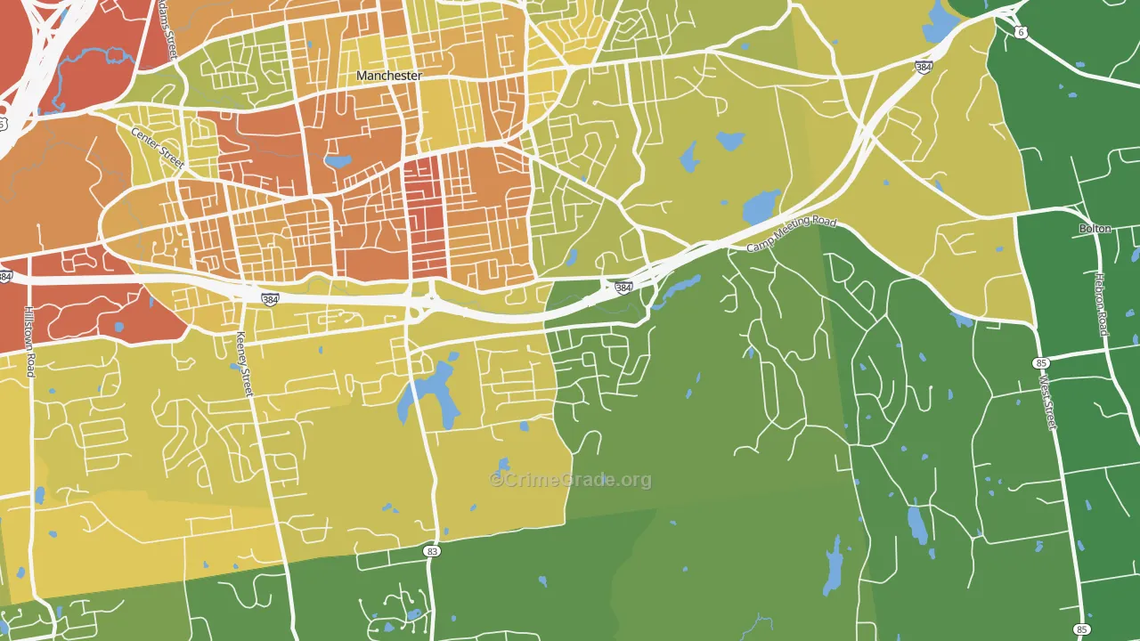 Highland Park, Manchester, CT Map of Assault Rates