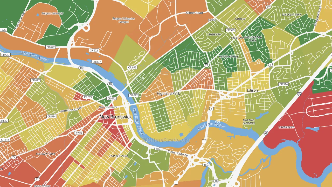 Highland Park, NJ Map of Assault Rates