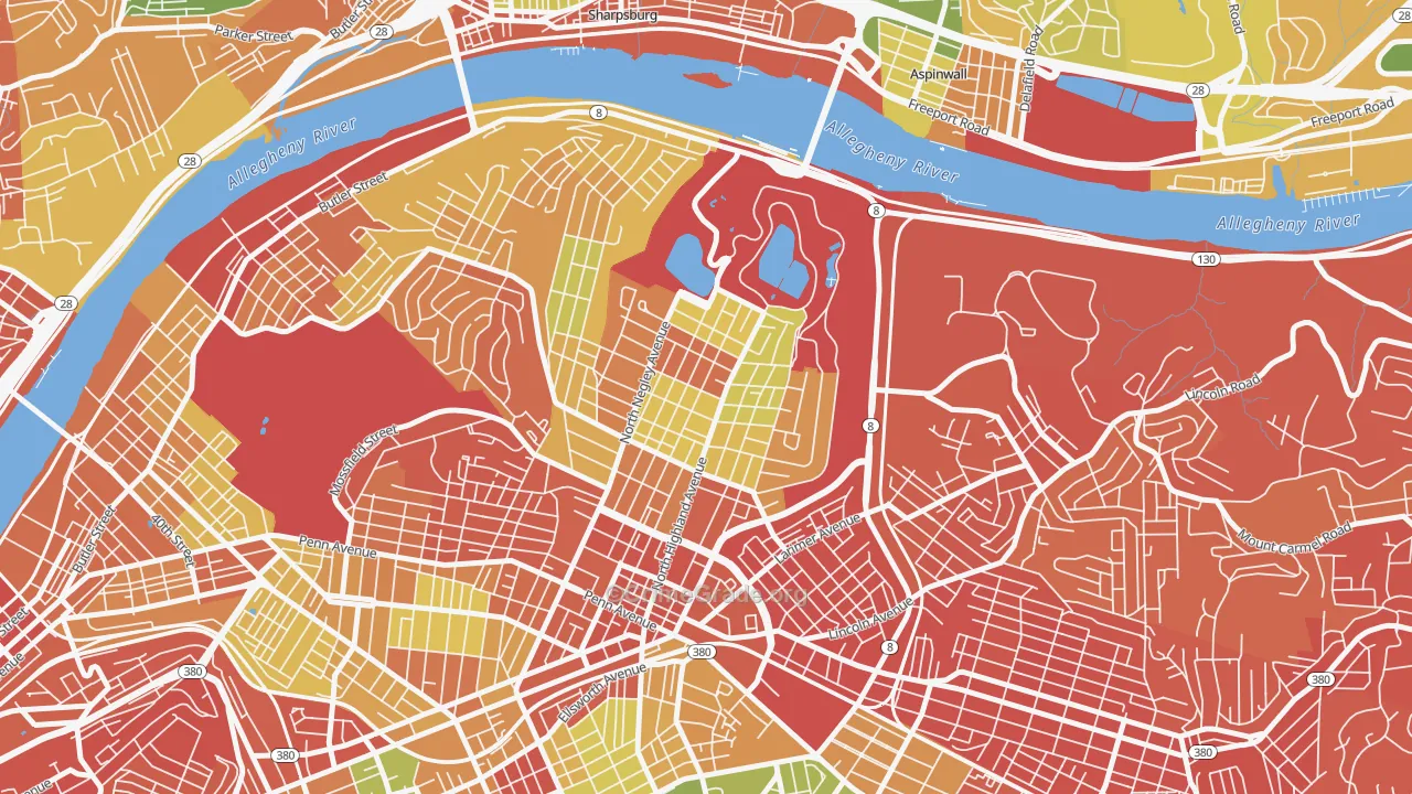 Highland Park, Pittsburgh, PA Map of Assault Rates