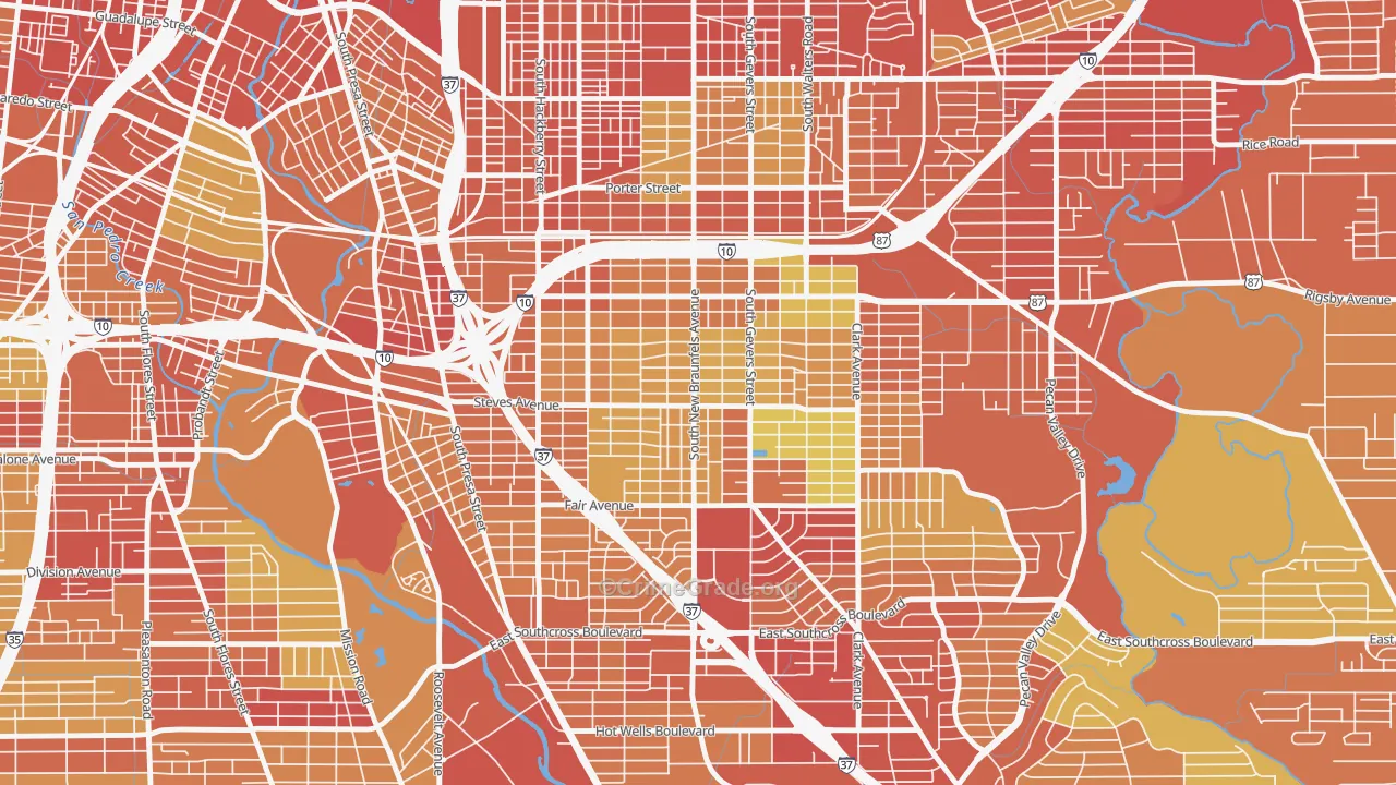 Highland Park, San Antonio, TX Map of Assault Rates