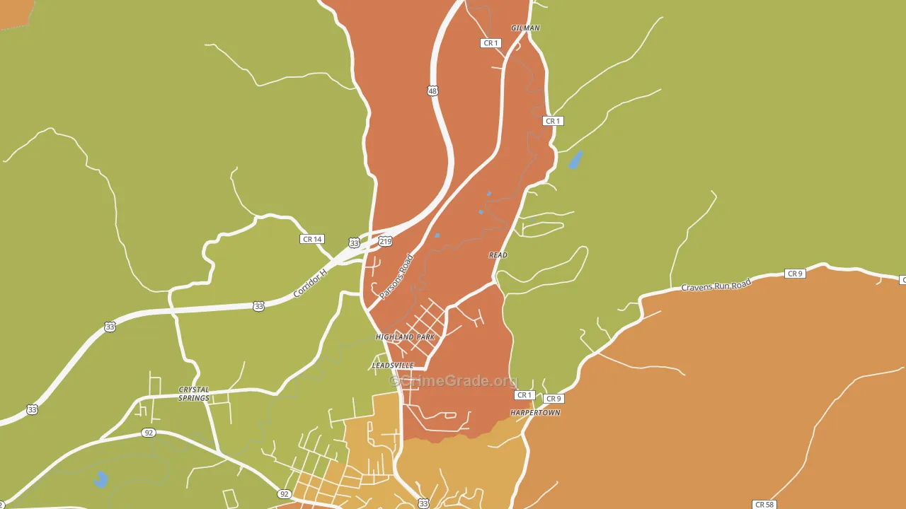 Highland Park, WV Map of Assault Rates