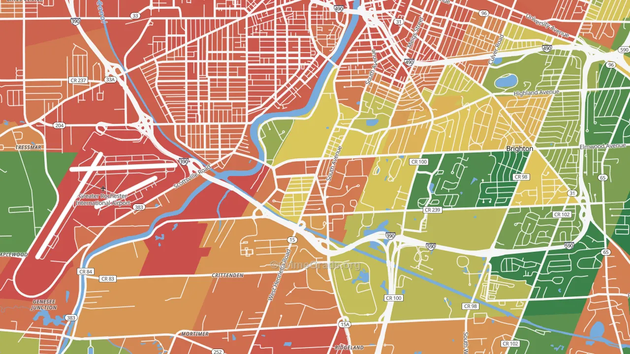 Highland, Rochester, NY Map of Assault Rates