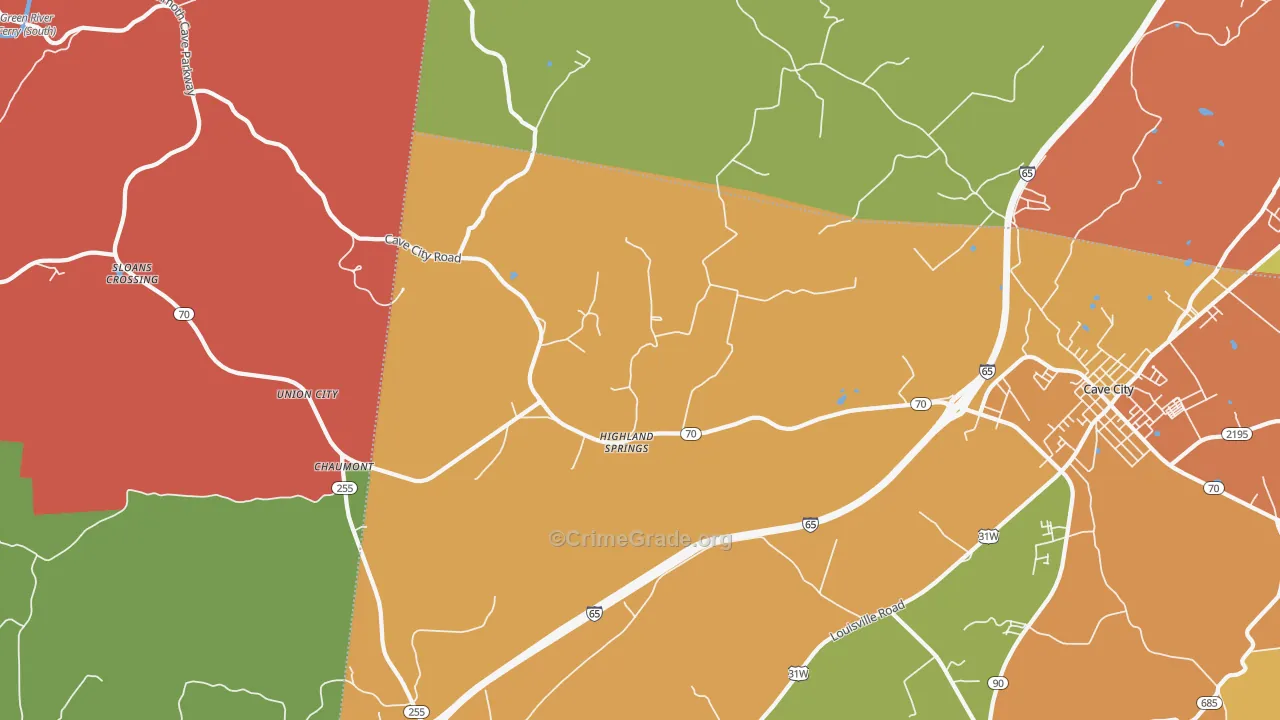 Highland Spring, KY Map of Assault Rates