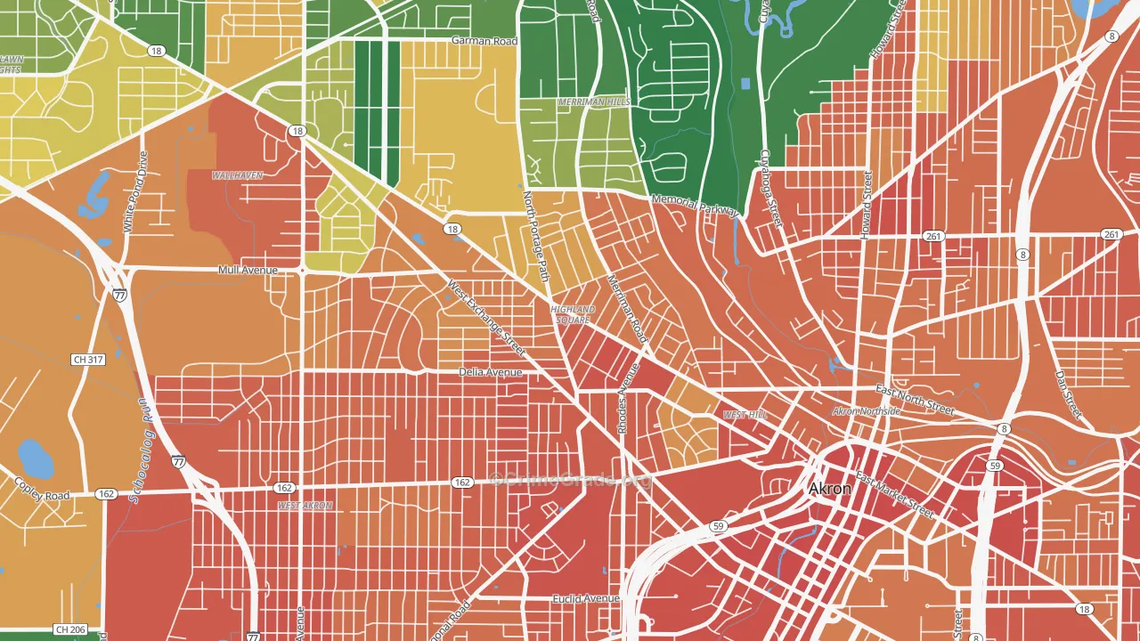 Highland Square, Akron, OH Map of Assault Rates