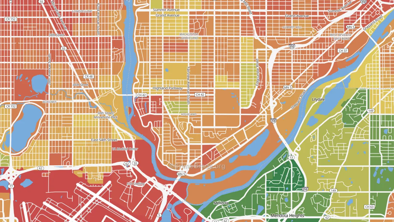 Highland, St. Paul, MN Map of Assault Rates