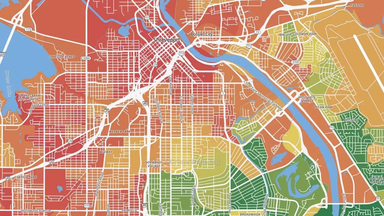Highland-Stoner Hill, Shreveport, LA Map of Assault Rates