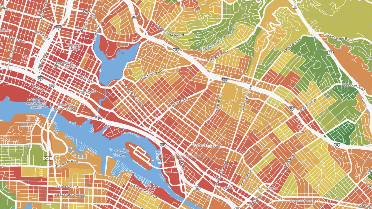 Highland Terrace, Oakland, CA Map of Assault Rates
