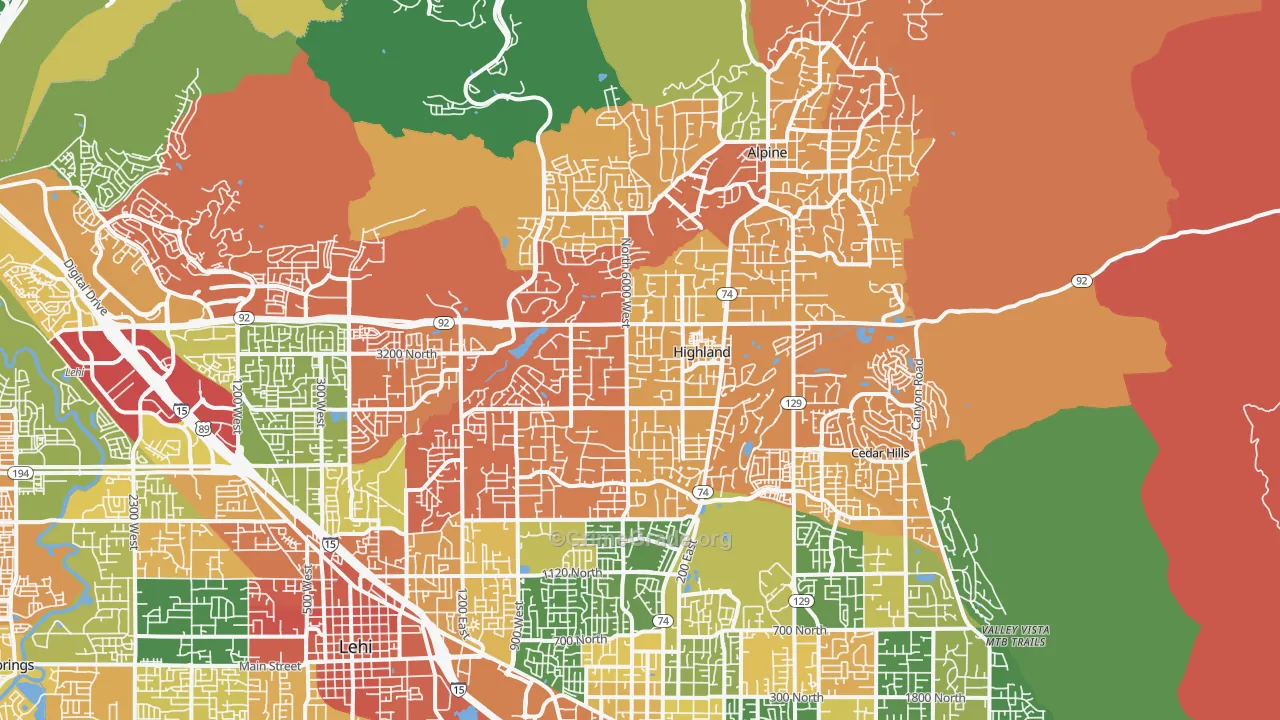 Highland, UT Map of Assault Rates