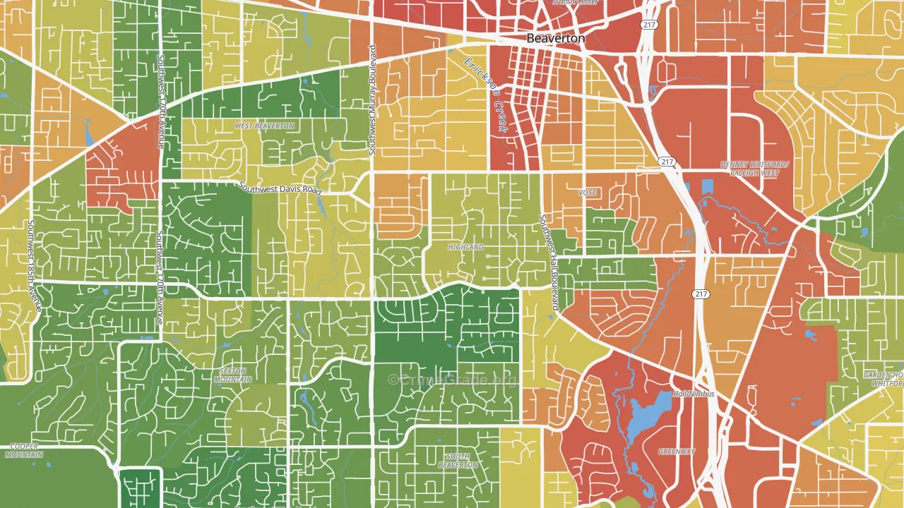 Highlands, Beaverton, OR Map of Assault Rates