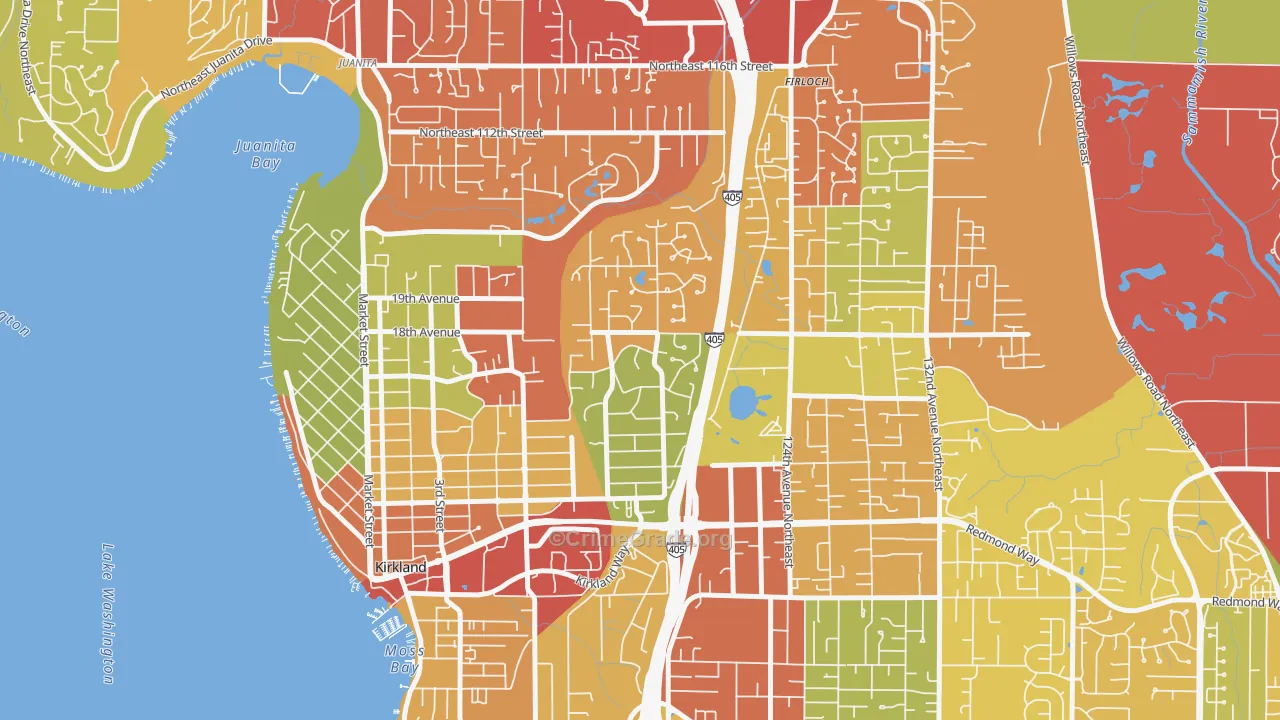 Highlands-Kirkland, Kirkland, WA Map of Assault Rates