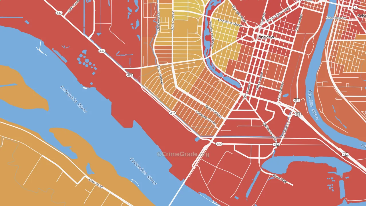 Highlands, Longview, WA Map of Assault Rates
